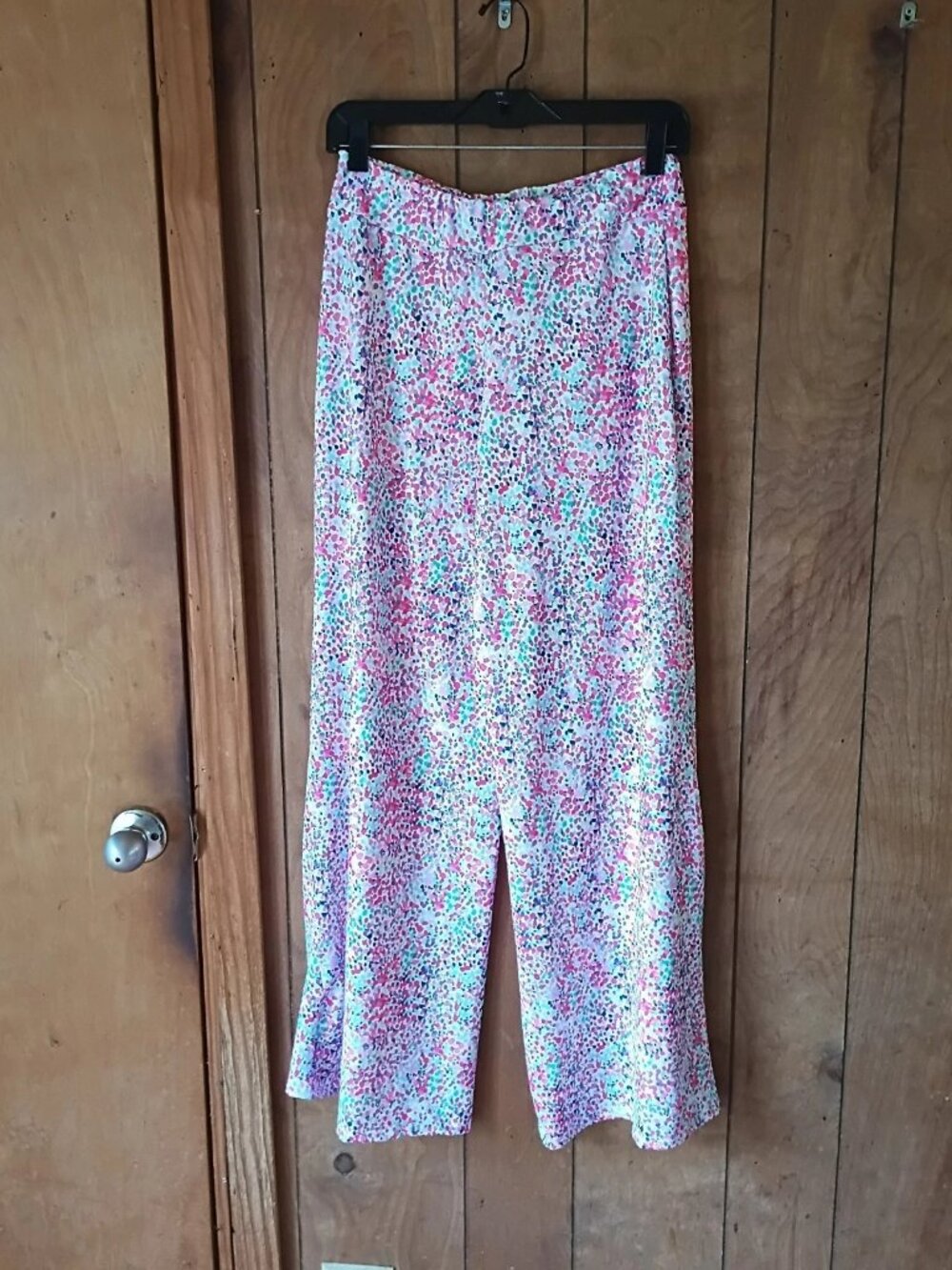Lolly Wolly Doodle Women’s Wide Leg Pants Size M Floral Elastic Waist Stretch